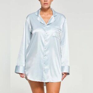 SKIMS | Hotel Shine Button Up Sleep Dress in Frost - NWT 🤩